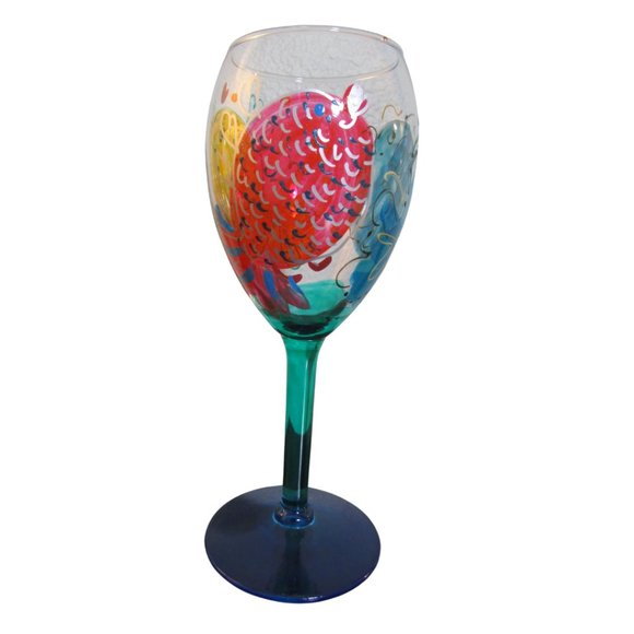 Set of 4 Hand Painted Wine Glasses - Picture 6 of 8